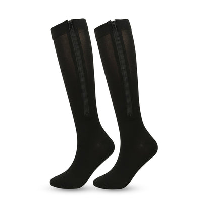 ❄️Zomerfresh 50% Korting!🔥Kniehoge Compressiekousen met Rits – Ademend Sport Steunkousen voor Hardlopen, Reizen, Werk & Lang Staan