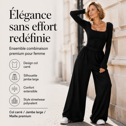 ✨ EEN MOEITELOZE TOTALE LOOK | Damesjumpsuit met vierkante halslijn en wijde pijpen -50 %
