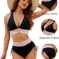 👙Hot Verkoop 50% Korting💃 Hoge Taille Buik Controle Kleur Blok De Bikini Inzetten