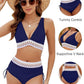 👙Hot Verkoop 50% Korting💃 Hoge Taille Buik Controle Kleur Blok De Bikini Inzetten