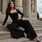 ✨ EEN MOEITELOZE TOTALE LOOK | Damesjumpsuit met vierkante halslijn en wijde pijpen -50 %