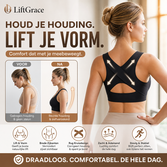 ⚡ 50% korting! Beugelvrije beha met gekruiste rugbandjes & voorste sluiting. Corrigeert houding, biedt comfort & ondersteuning. 🩰💕