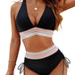 👙Hot Verkoop 50% Korting💃 Hoge Taille Buik Controle Kleur Blok De Bikini Inzetten