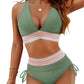 👙Hot Verkoop 50% Korting💃 Hoge Taille Buik Controle Kleur Blok De Bikini Inzetten