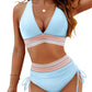 👙Hot Verkoop 50% Korting💃 Hoge Taille Buik Controle Kleur Blok De Bikini Inzetten