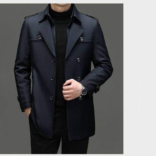 Trenchcoat voor Heren met Middellange Lengte en Afneembare Voering