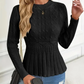 Dames grofgebreide trui met ronde hals en peplum 🧶👚