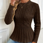 Dames grofgebreide trui met ronde hals en peplum 🧶👚