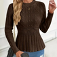 Dames grofgebreide trui met ronde hals en peplum 🧶👚
