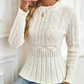 Dames grofgebreide trui met ronde hals en peplum 🧶👚