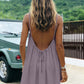 💃 Slim fit backless spaghetti-riem mini-jurk — schede-silhouet, medium stretch, ideaal voor een avondje uit