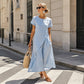 🔥Elegante midi-jurk ademende mixstof, asymmetrische