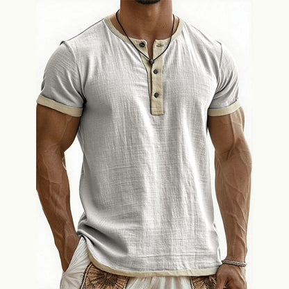 ⌛Tijdelijke aanbieding – Ademend Henley-shirt met korte mouwen voor heren