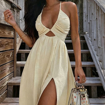 🥳 50% KORTING! 🥳 Sexy maxi-jurk met V-hals voor dames