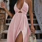 🥳 50% KORTING! 🥳 Sexy maxi-jurk met V-hals voor dames