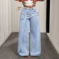 ⏳Tijdelijk Aanbod – Dames Asymmetrische Taille Wijde Pijp Jeans