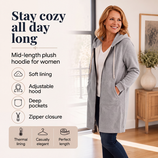 🔥 50% KORTING ✨ Lange Hoodie Jas – Warm & Zacht met Fleece