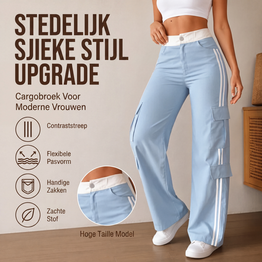 Tijdelijke aanbieding – Dames straight-fit cargobroek met zijstrepen