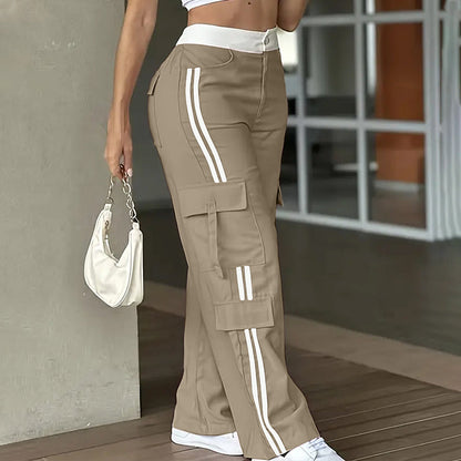 Tijdelijke aanbieding – Dames straight-fit cargobroek met zijstrepen