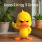 3D-geprint bureauaccessoire: boze gele eend