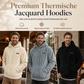 Heren winterhoodie met fleecevoering, jacquardpatroon, pullovertrui met lange mouwen voor casual gebruik en buitenactiviteiten