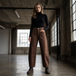 🔥Dames Premium Hoge‑Taille Wijde‑Pijpen Cropped Broek – Zacht, Vloeiend, Veelzijdige casual broek!