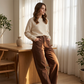 🔥Dames Premium Hoge‑Taille Wijde‑Pijpen Cropped Broek – Zacht, Vloeiend, Veelzijdige casual broek!