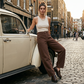 🔥Dames Premium Hoge‑Taille Wijde‑Pijpen Cropped Broek – Zacht, Vloeiend, Veelzijdige casual broek!
