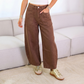🔥Dames Premium Hoge‑Taille Wijde‑Pijpen Cropped Broek – Zacht, Vloeiend, Veelzijdige casual broek!