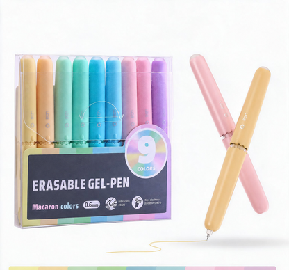 🎁⏰Set van 9 uitwisbare gelpennen in verschillende kleuren