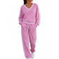 ✨ Chic Comfort 🤎 Dames V-Hals Pullover & Wijde Pijpen Broek Set – Zacht, Elegant & Comfortabel