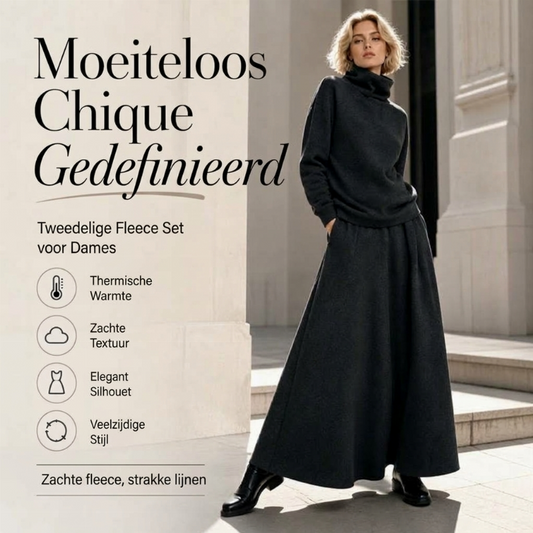✨ Elegante Knit Look 🤎 Dames Colshirt & Maxi Rok Set – Comfortabel, Vrouwelijk & Tijdloos