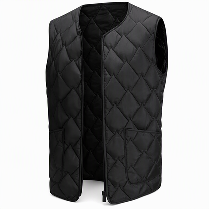 Heren wintervest met losse pasvorm, high street-mode, minimalistisch, mouwloos