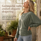 Dames casual losvallend rondhalslangelijkno truimet afhangende schouders, batwingmouwen en gerimpeld zijdesign