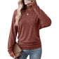 Dames casual losvallend rondhalslangelijkno truimet afhangende schouders, batwingmouwen en gerimpeld zijdesign