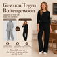 Dames set van geribbelde gebreide top en rechte broek
